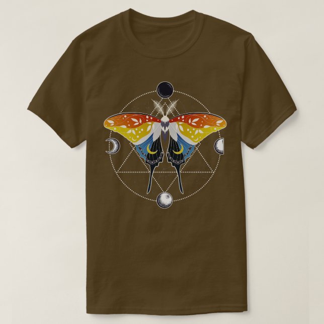 Camiseta Bandera del Orgullo Asexual Aroace Luna Moth LGBT (Diseño del anverso)