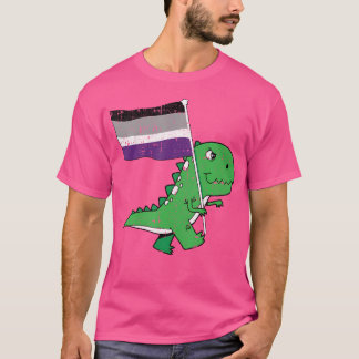 Camiseta Bandera del Orgullo Asexual T Rex Divertido Dino-S