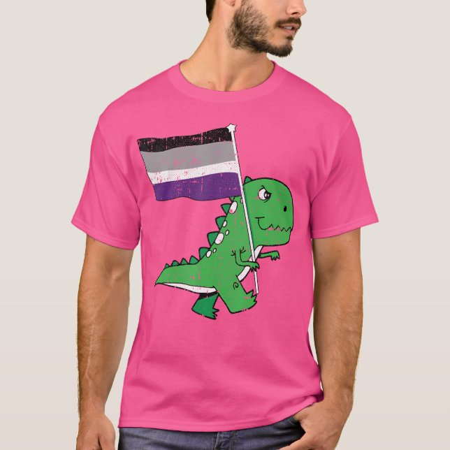 Camiseta Bandera del Orgullo Asexual T Rex Divertido Dino-S (Anverso)