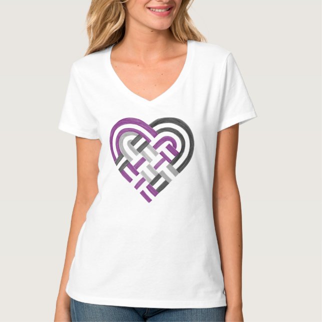 Camiseta Bandera del Orgullo Asexual Tejida De Ace Cardíaco (Anverso)