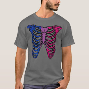 Camiseta Bandera del Orgullo Biseual Esqueleto costilla Riñ