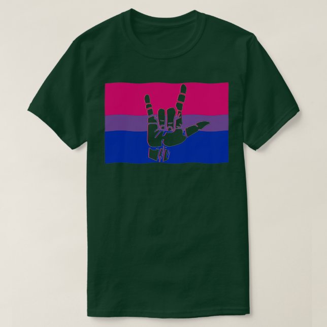 Camiseta Bandera del Orgullo Bisexual Rótulo de amor dice q (Diseño del anverso)