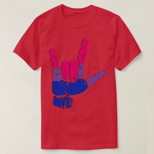 Camiseta Bandera del Orgullo Bisexual Rótulo de amor dice q (Diseño del anverso)