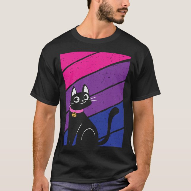 Camiseta Bandera del Orgullo Bisexual y Gato Bisexual (Anverso)