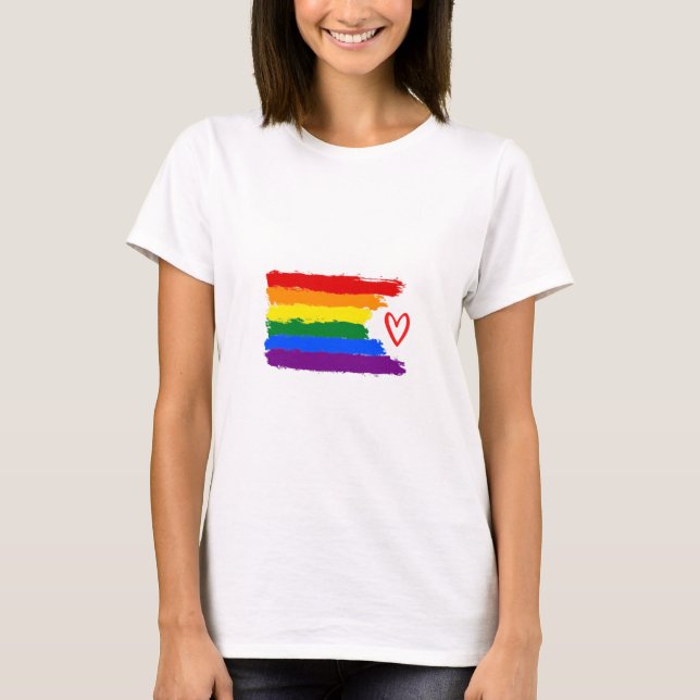 Camiseta Bandera del orgullo con corazón (Anverso)