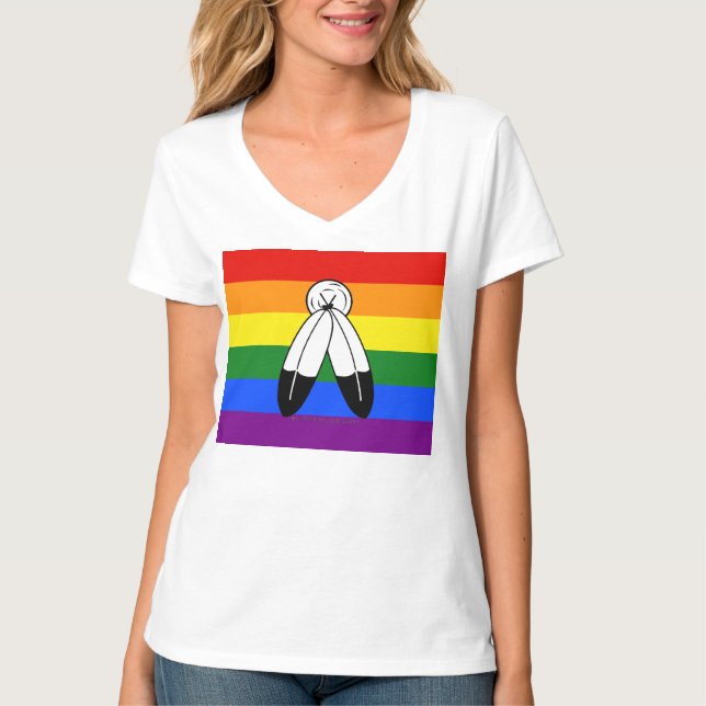 Camiseta bandera del orgullo de dos espíritus de SlipperyJo (Anverso)