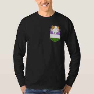 Camiseta Bandera del Orgullo de Gato Cute Pocket Género Lgb