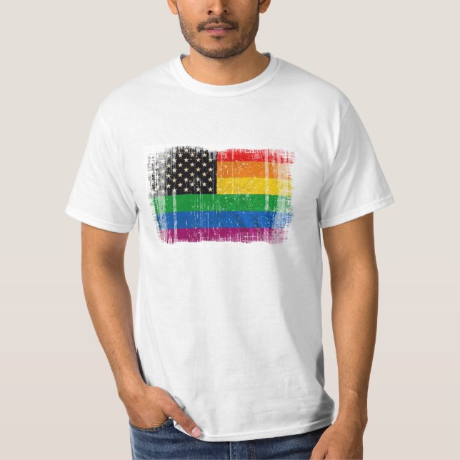 Camiseta Bandera del orgullo de Gaymerican (Anverso)