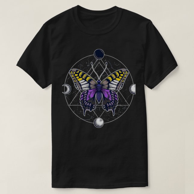 Camiseta Bandera del Orgullo de Mariposa No binaria Enby Ba (Diseño del anverso)