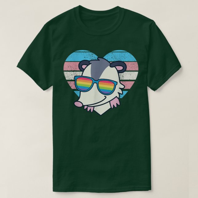 Camiseta Bandera del orgullo de Opossum y gafas de sol arco (Diseño del anverso)