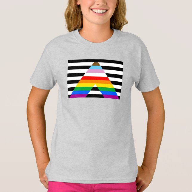 Camiseta Bandera del Orgullo del aliado LGBTQ Progress (Anverso)