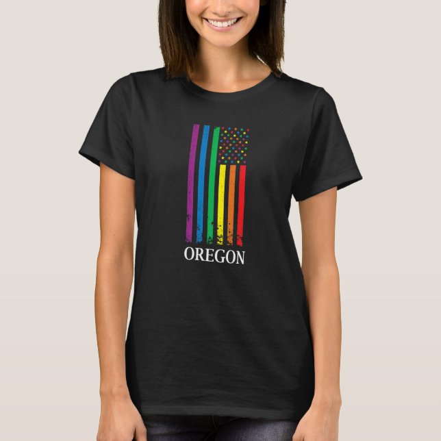 Camiseta Bandera del Orgullo del Mes de Oregón Comunidad LG (Anverso)