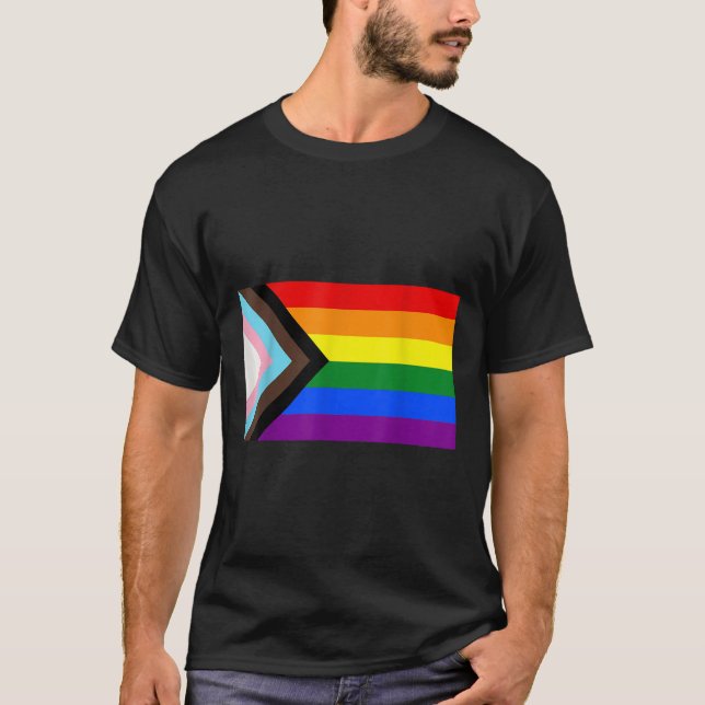 Camiseta Bandera del Orgullo del Progreso LGBT-camiseta (Anverso)
