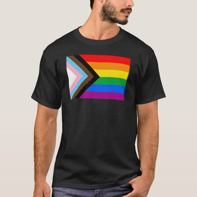 Camiseta Bandera del Orgullo del Progreso LGBTQ+ (Anverso)