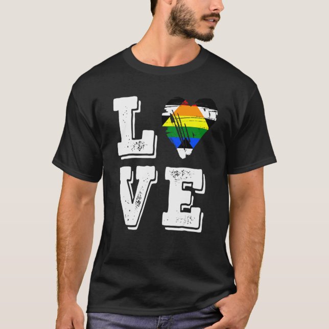 Camiseta Bandera del Orgullo Directo Amor Bandera de Aliado (Anverso)