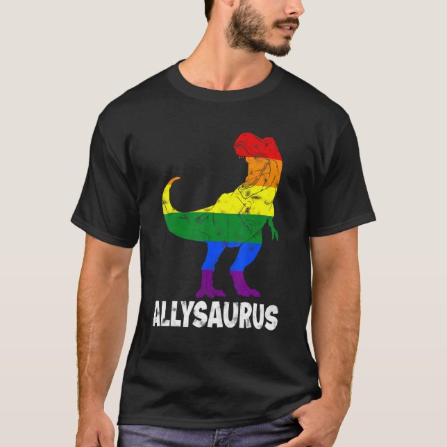 Camiseta Bandera del Orgullo Gay Allysaurus Ally M (Anverso)