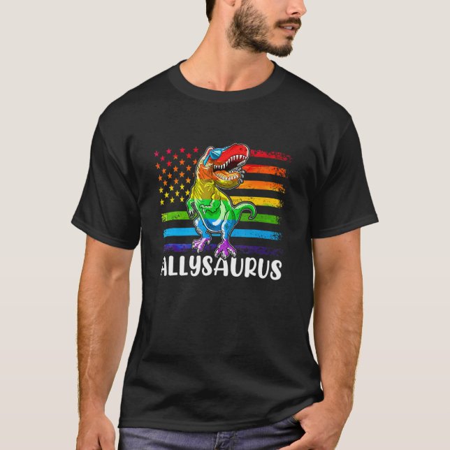 Camiseta Bandera del Orgullo Gay Allysaurus Ally M (Anverso)