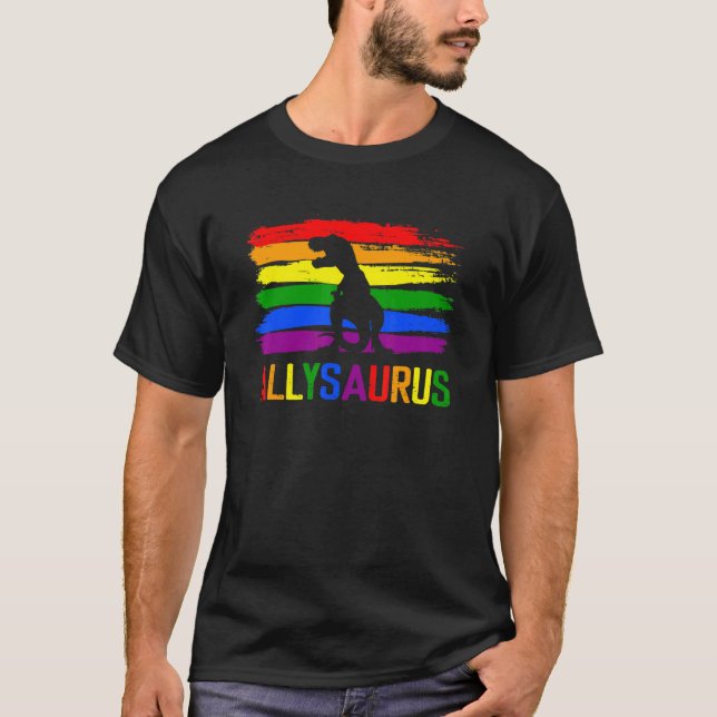 Camiseta Bandera del Orgullo Gay Allysaurus Ally M (Anverso)