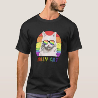 Camiseta Bandera del Orgullo Gay Arcoiris Del Gato Lgbtq Al