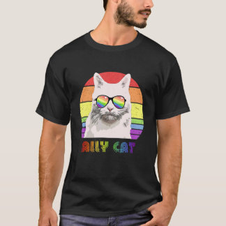 Camiseta Bandera del Orgullo Gay Arcoiris Del Gato Lgbtq Al