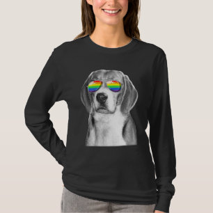 Camiseta Bandera del orgullo gay Beagle Dog Gay Gafas de so