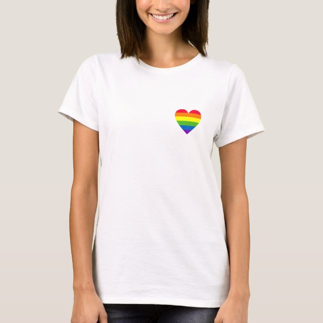 Camiseta Bandera del Orgullo Gay, Corazón Arcoiris, Hipster (Anverso)