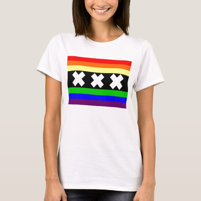 Camiseta Bandera del orgullo gay de Amsterdam (Anverso)