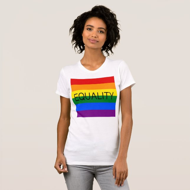 Camiseta Bandera del Orgullo Gay de IGUALDAD (Anverso completo)