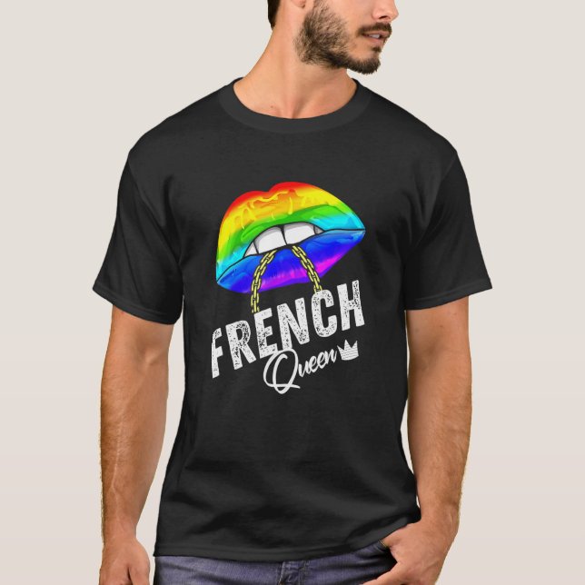 Camiseta Bandera del Orgullo Gay de la Reina Francesa Lgbtq (Anverso)
