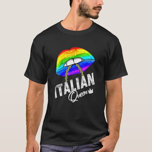 Camiseta Bandera del Orgullo Gay de la Reina Italiana Lgbtq (Anverso)