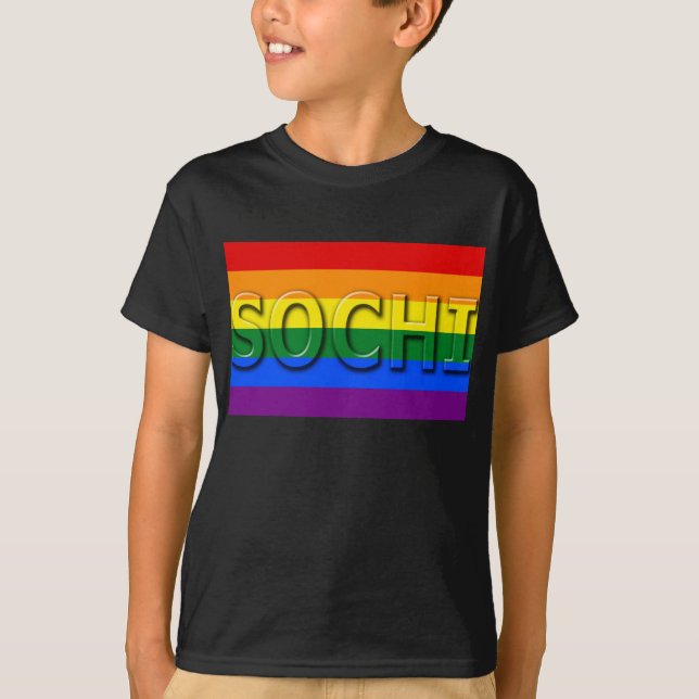 Camiseta Bandera del orgullo gay de SOCHI (Anverso)