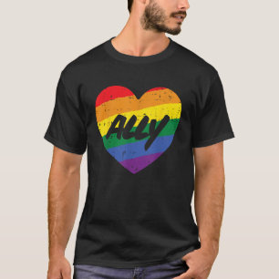 Camiseta Bandera del orgullo gay del corazón LGBTQ me apoya