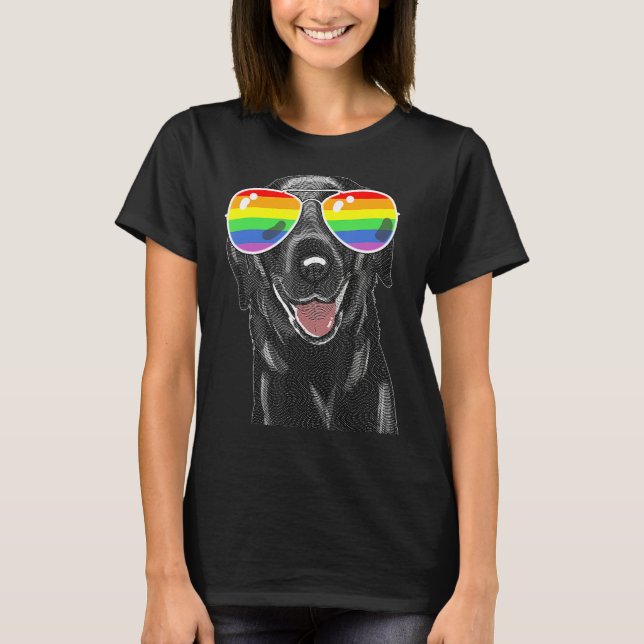 Camiseta Bandera del Orgullo Gay del Laboratorio Negro Gafa (Anverso)