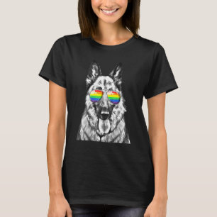 Camiseta Bandera del Orgullo Gay del Pastor Alemán Gafas De