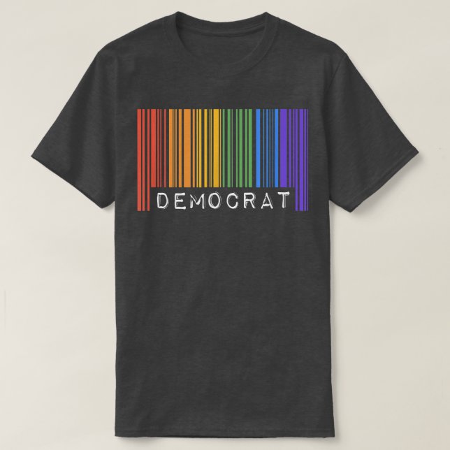 Camiseta Bandera del orgullo gay demócrata código de barras (Diseño del anverso)