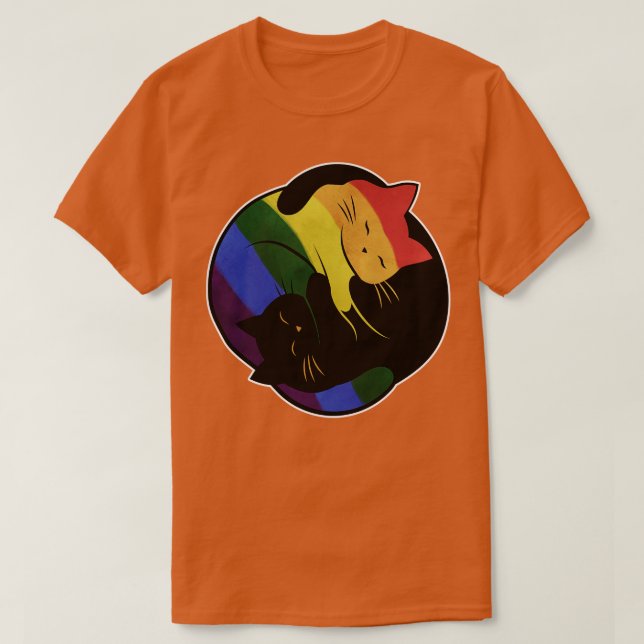 Camiseta Bandera del Orgullo Gay Gay Gay Yin Yang (Diseño del anverso)
