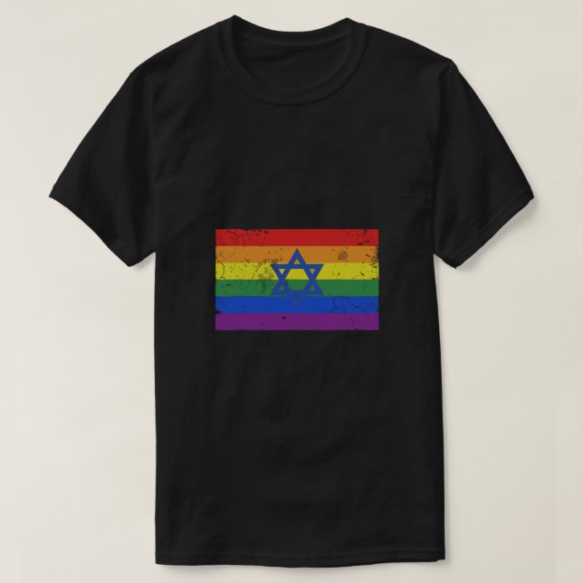 Camiseta Bandera del Orgullo Gay Judío Israelí LGBT (Diseño del anverso)