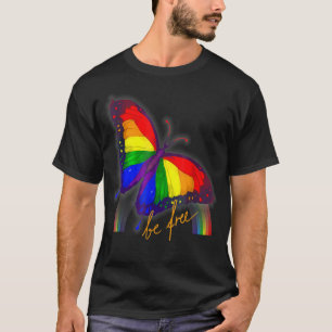 Camiseta Bandera del Orgullo Gay Mariposa LGBT Ser libre, g