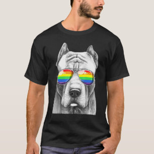 Camiseta Bandera del Orgullo Gay Pitbull Perro Gafas de sol