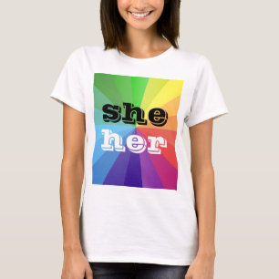 Camiseta Bandera del Orgullo Iris LGBT Pronoun She/Her