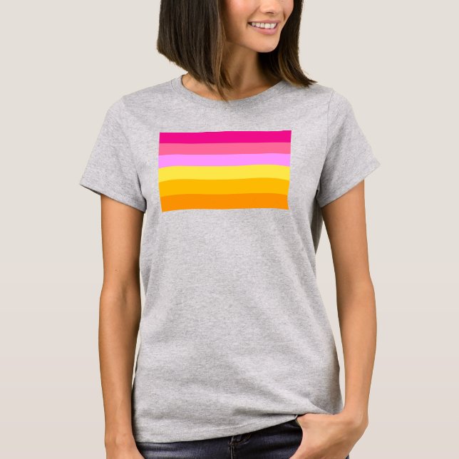 Camiseta Bandera del Orgullo Lesbiano (Amanecer) (Anverso)