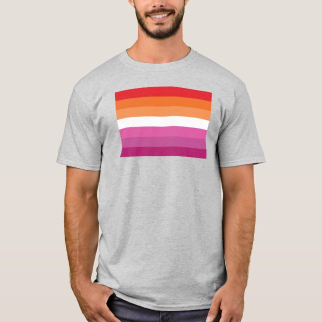 Camiseta Bandera del Orgullo Lesbiano (atardecer) (Anverso)