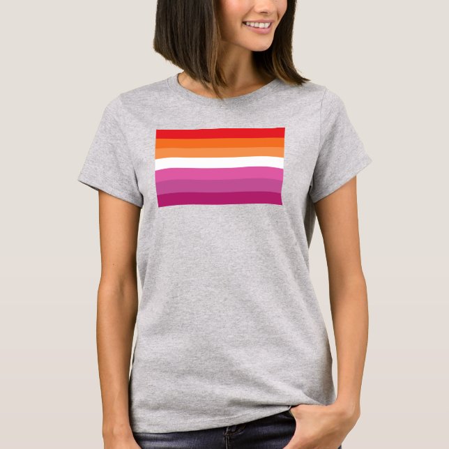 Camiseta Bandera del Orgullo Lesbiano (atardecer) (Anverso)