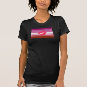 Camiseta Bandera del Orgullo Lésbico con lápiz labial
