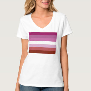 Camiseta bandera del orgullo lésbico femenino de SlipperyJo