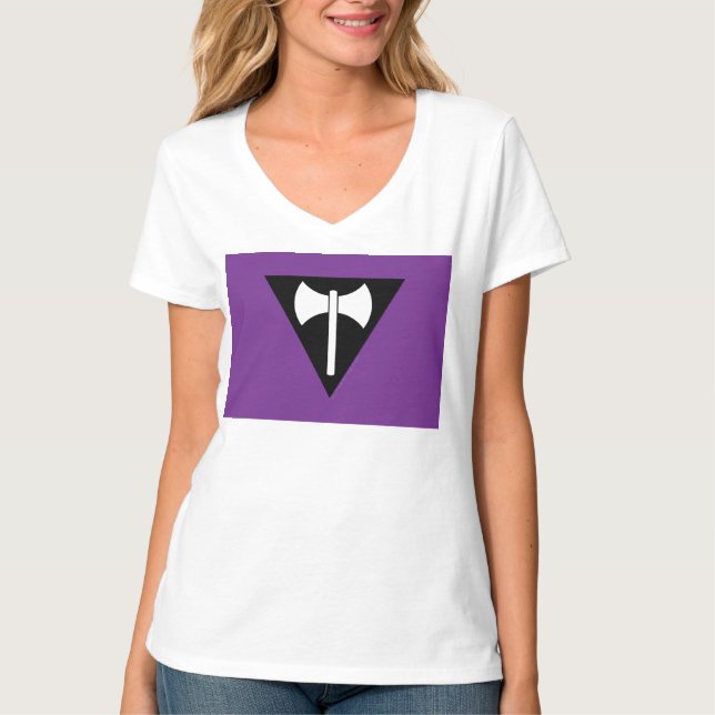 Camiseta bandera del orgullo lésbico SlipperyJoe feminista  (Anverso)
