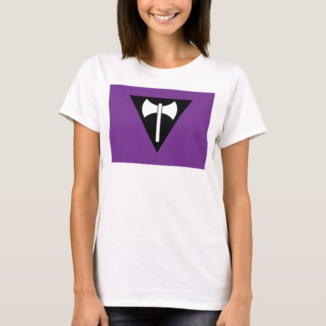 Camiseta bandera del orgullo lésbico SlipperyJoe feminista  (Anverso)