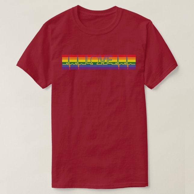 Camiseta Bandera del Orgullo LGBT AMOR EKG (Diseño del anverso)