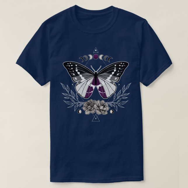Camiseta Bandera del Orgullo LGBT de mariposa asexual (Diseño del anverso)