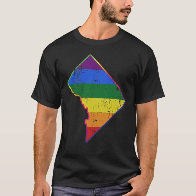 Camiseta Bandera del Orgullo LGBT de Washington DC Silhouet (Anverso)